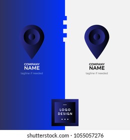 Logotype design template in dark blue stylish colors with place for company name