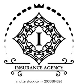 Logotype design template - emblem for insurance agency or holistic medicine center, craft shop, logo for food product and packaging - ornate Monogram design. Vector illustration