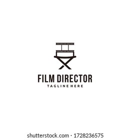 Logotype Director movie chair icon isolated on white background. Creative logo design for film, cinema, director, tv company