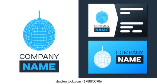 Logotype Disco ball icon isolated on white background. Logo design template element. Vector.