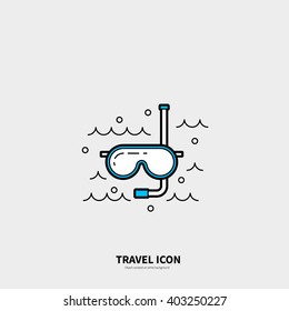 Logotype diving mask. Isolated on gray  background. Clean and minimalistic symbol. 