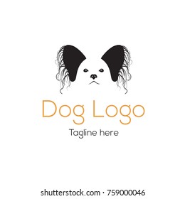Logotype dog head, mascot character, cartoon for feed, green pease, animal protection, grooming, veterinarian, accessories, restaurant, bar, toys shop, store, eco products. Logo vector illustration