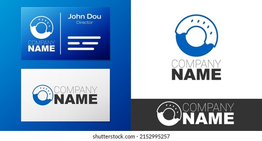 Logotype Donut with sweet glaze icon isolated on white background. Logo design template element. Vector