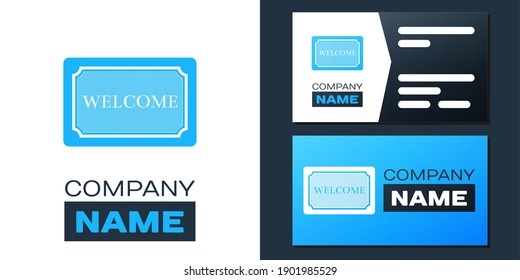 Logotype Doormat with the text Welcome icon isolated on white background. Welcome mat sign. Logo design template element. Vector.