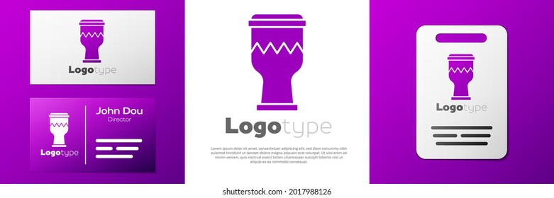 Logotype Drum icon isolated on white background. Music sign. Musical instrument symbol. Logo design template element. Vector