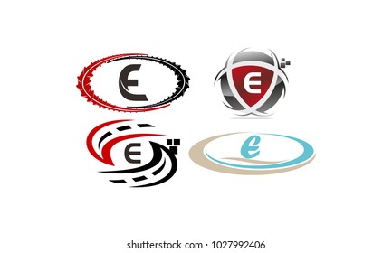 Logotype E Modern Template Set