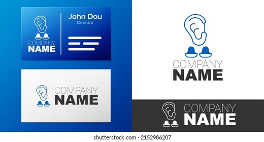 Logotipo Earplugs e icono de oído aislado en fondo blanco. Signo de enchufe de oído. Símbolo de ruido. El concepto de calidad durmiente. Elemento de plantilla de diseño de logotipo. Vector