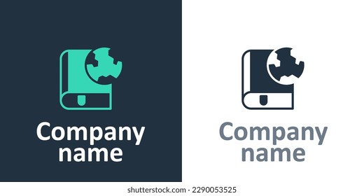 Logotype Earth globe and book icon isolated on white background. World or Earth sign. Global internet symbol. Geometric shapes. Logo design template element. Vector