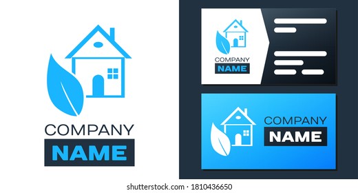 Logotype Eco friendly house icon isolated on white background. Eco house with leaf. Logo design template element. Vector.