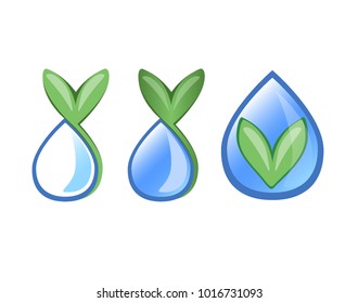 Logotype. Ecology, water in nature, water plants. To give life, purity and freshness.