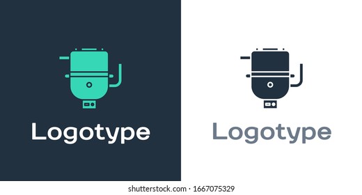 Logotype Electric boiler for heating water icon isolated on white background. Logo design template element. Vector Illustration