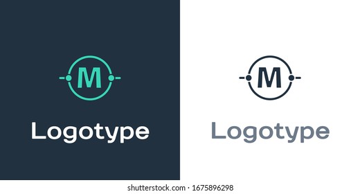 Logotype Electric circuit scheme icon isolated on white background. Circuit board. Logo design template element. Vector Illustration