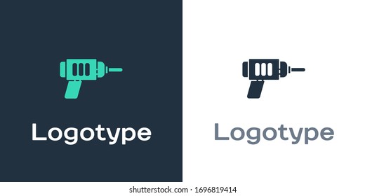 Logotype Electric drill machine icon isolated on white background. Repair tool. Logo design template element. Vector Illustration