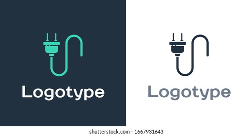 Logotype Electric plug icon isolated on white background. Concept of connection and disconnection of the electricity. Logo design template element. Vector Illustration