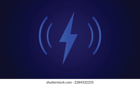 Logotype Elektro-Ladebatterie Symbol auf blauem Vektorgrafik-Hintergrund.