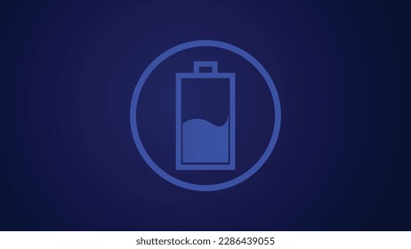 Logotype electric power charging battery symbol on blue color vector illustration background.