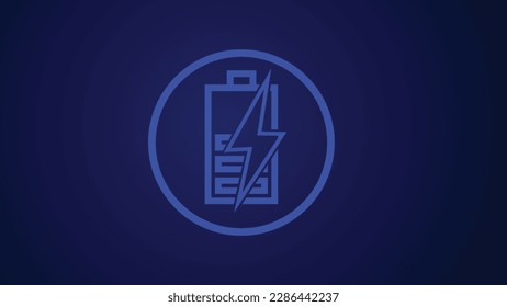 Símbolo de batería de carga de energía eléctrica de Logotipo en fondo de ilustración vectorial de color azul.