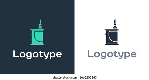 Logotipo Icono de cigarrillo electrónico aislado en fondo blanco. Herramienta para fumar Vape. Dispositivo vaporizador. Elemento de plantilla de diseño del logotipo. Ilustración vectorial