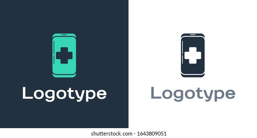 Logotype Emergency mobile phone call to hospital icon isolated on white background. Logo design template element. Vector Illustration