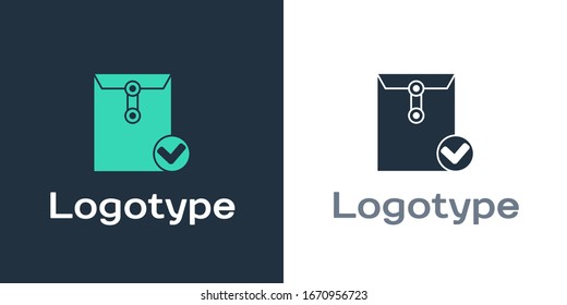 Logotype Envelope and check mark icon isolated on white background. Successful e-mail delivery, email delivery confirmation. Logo design template element. Vector Illustration