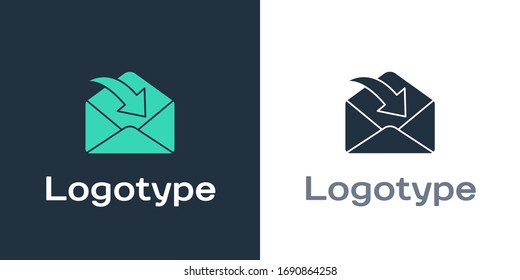 Logotype Envelope icon isolated on white background. Received message concept. New, email incoming message, sms. Mail delivery service. Logo design template element. Vector Illustration