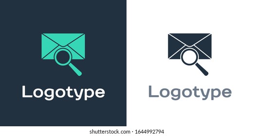 Logotype Envelope mail with magnifying glass icon isolated on white background. Logo design template element. Vector Illustration