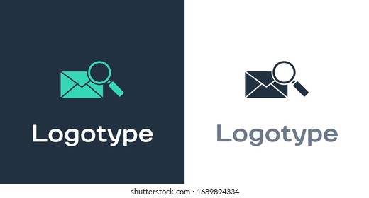 Logotype Envelope mail with magnifying glass icon isolated on white background. Logo design template element. Vector Illustration