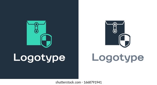 Logotype Envelope with shield icon isolated on white background. Insurance concept. Security, safety, protection, protect concept. Logo design template element. Vector Illustration