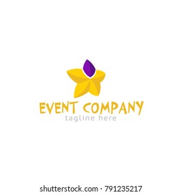Logotype event company, logo vector for shop, store, agency, party organisation, man star