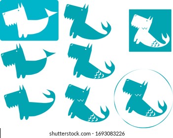 Logotype example with blue tuna dog