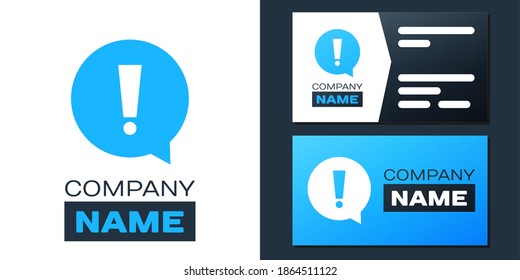 Logotype Exclamation mark in circle icon isolated on white background. Hazard warning symbol. Logo design template element. Vector.