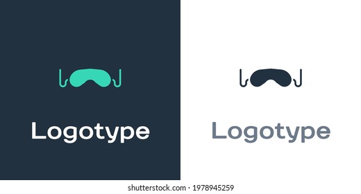 Logotype Eye sleep mask icon isolated on white background. Logo design template element. Vector Illustration
