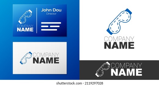 Logotype Eye sleep mask icon isolated on white background. Sleeping mask. Logo design template element. Vector
