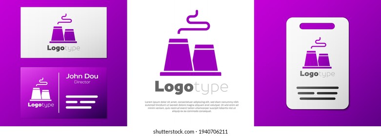 Logotype Factory icon isolated on white background. Industrial building. Logo design template element. Vector