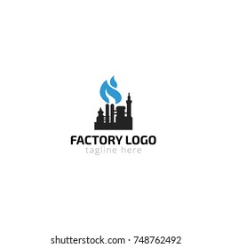 Logotype factory for production, safe working conditions, protect the worker, sale, shop, store. Logo vector illustration
