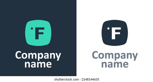 Logotype Fahrenheit icon isolated on white background. Logo design template element. Vector