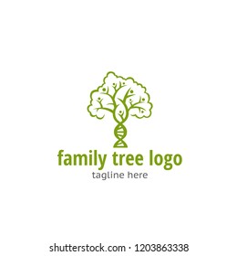 Logotype Family Tree, Logo Vector For Shop, Store, Social Program, Institute. People Branch, DNA