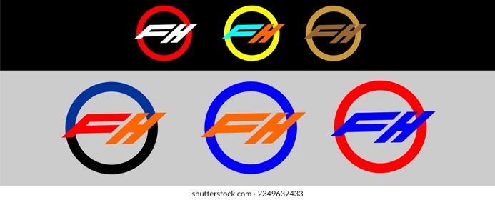 logotype FH circle alphabet abstract icon vector template