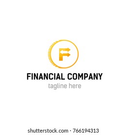 Logotype Financial Company, Logo Vector Coins And Money, Letter F