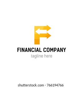 Logotype Financial Company, Logo Vector Coins And Money, Letter F