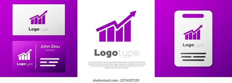 Logotype Financial growth increase icon isolated on white background. Increasing revenue. Logo design template element. Vector