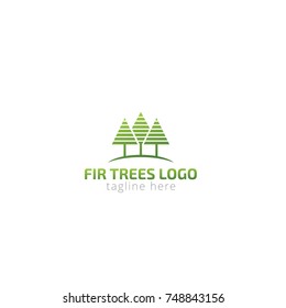 Logotype fir trees for ecology, wood, magazines, eco products, plants, shop, sale, help, building. Logo vector illustration