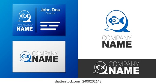 Logotype Fish icon isolated on white background. Logo design template element. Vector