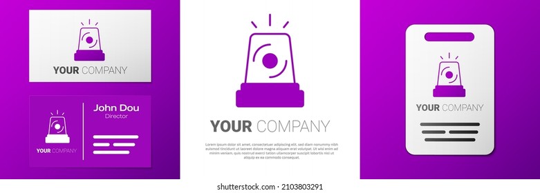Logotype Flasher siren icon isolated on white background. Emergency flashing siren. Logo design template element. Vector