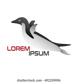 logotype with flying penguin