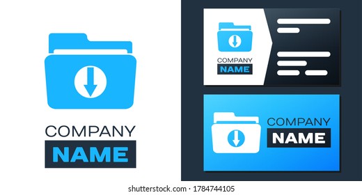 Logotype Folder download icon isolated on white background. Logo design template element. Vector.