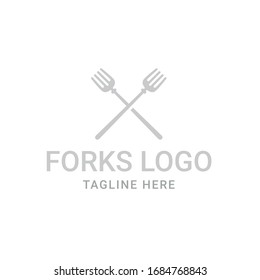 Logotype forks, logo vector for delivery, preparing, fast food, useful, pan on fire, home eat