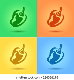 Logotype in the form of pepper, Vegetable, Stylized business logo idea, Vector illustration Eps 10
