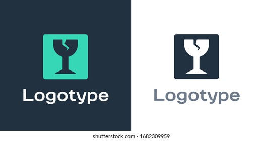 Logotype Fragile broken glass symbol for delivery boxes icon isolated on white background. Logo design template element. Vector Illustration