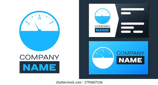 Logotype Fuel gauge icon isolated on white background. Full tank. Logo design template element. Vector.